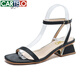 卡帝乐鳄鱼（CARTELO） CARTELO 凉鞋女夏天简约经典大方一字带粗跟 KYF-829-5 黑色 39 