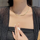 Liuwan ins cold style European and American snake bone chain gold necklace trendy female internet celebrity French blade imitation gold neck chain clavicle chain 925 silver plain silver (40+5cm)