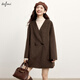Eifli (eifini) Eifli winter love song atmosphere scarf checked solid color double-sided wool coat 2024 winter new women's jacket Gem brown 165/88A/L