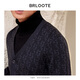 
Brloote Wool Cardigan Men's Business Fashion Jacquard All-Match Knitted Sweater Autumn and Winter Black 165/88A