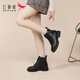 Rote Libelle-Feldern Frauenstiefel Martin Boots Frauen British Style High-Top Herbst und Winter neuer Stil Plüsch warme dicke Kurzstiefel Frauen schwarz (Plush Plüsch) 38