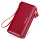 Portefeuille kangourou cool pour femmes longues pour femmes en 2025 Nouvelle mode de grande capacité de grande capacité portefeuille cachette de vache double fermeture éclair en cuir authentique embrayage bordeaux (couche de vache supérieure)