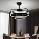 
XMSJ room fan lights bedroom living room dining room Guangdong Zhongshan Ancient Town lamp Nordic creative silent fan light minimalist 9195 black absorbing three-color light-changing remote control