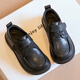 Lurang Song Children's Leather Shoes for Boys and Girls Performance Shoes British Style Velcro Loafers Spring and Summer Children's Shoes Black Velvet Size 31 Inner Length 19.3cm