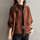 
Gemila spring and autumn coat women's short wool top loose cardigan wearing fashionable stand-up collar small fragrance jacket 12185 white L