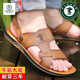 Spechts Sandalen Herrenschuhe Herrenschuppen Herrenschuhe Sommer-Herrenschuhe Neue Strandschuhe ohne Schlupfstrand Sandalen Pantoffeln außerhalb Herrenschuhe 6227 Khaki Rindfleisch Sehne Sohle 38 Standard Lederschuhgröße