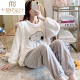 莫代尔孕妇睡衣女秋冬季加绒加厚产后哺乳月子服珊瑚绒冬款怀孕期11月份 9号2601#小黄鸭 绒套 9号2601# 2XL 135-150斤穿