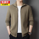 Hengyuanxiang 100 pure wool casual lapel zipper cardigan winter thickened middle-aged men's wool knitted jacket Black DY87558 XL (175)