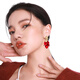 Qlady temperament red flower earrings female temperament high-end earrings for women 2024 new niche light luxury New Year earrings