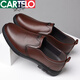 卡帝乐鳄鱼（CARTELO）皮鞋男2025春秋季新品真皮透气商务休闲鞋一脚蹬防滑中老年爸爸鞋 6626黑色单鞋 39