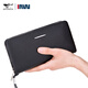 Seven Wolves men's handbag head layer cowhide large capacity clutch single zipper handbag Father's Day gift practical for dad black small trumpet 21 wide 11 thick 3cm