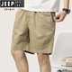 JEEP SPIRIT男士五分短裤夏季2025新款薄款棉质宽松直筒运动休闲裤子男新品 9224卡其 M