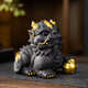 Mingke purple sand unicorn tea pet ornaments, high-end tea table, tea tray, tea table ornaments, high-end lucky tea play, gold-painted stepping ingot, unicorn purple sand ornaments