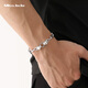 Miss JuJu boutique pt950 platinum bracelet for men, elegant platinum double leopard head bracelet, cross chain body, domineering bracelet (customized) 16-18 grams, length 17-23cm