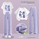 Nickybaby Girls Set Kinder Sommer 2025 Neue modische Mädchen mittelgroße Kinder Sport Kurzarm Kinderkleidung Zweiteiler Set 15009 Purple 9922 White [Set] 120