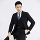 Ayo Fat Business Commuting Suit Slim Interview Suit Wedding Groom Fashion Dress Black 3XL