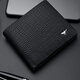 Sieben Wolf Herren Brieftasche Horizontal echtes Leder Kurzes echtes Cowhide Brieftasche einfaches Krokodilmuster reiner Schaffell Kantekante Weiche Brieftasche Schwarz Horizontal