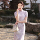 NUKM Cheongsam Chinese style long young 2025 summer new slim and elegant girl retro improved dress 6629 purple L