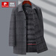 Pierre Cardin cold-proof and warm double-sided wool coat for men, medium-length down lining, middle-aged woolen woolen coat, winter plaid, gray L 175/92A