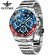 European Pinke Swiss Certified Brand Watch Men's Water Ghost Mechanical Watch Vollautomatisch leuchtend wasserdichte Herrenuhr Multifunktions Uhr OUPKE-3271-Stahlgürtel Blue Herren's Watch
