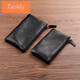 Tushky Handtasche Herren 2025 Neues echtes Leder Weiches Leder Herren Brieftasche Langes Reißverschluss Business Casual Top Layer Cowide Mobiltelefon Beutel Schwarz 1 kleine Größe