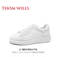 THOM WILLS【雷军同款】厚底小白鞋男增高真皮商务透气板鞋休闲皮鞋夏季男鞋 白色G931-1 (雾面牛皮) 42 /8码