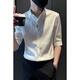 
Meloban summer ice silk short 7-quarter sleeve shirt men's trendy brand handsome men's clothing shirt Korean style slim 7-quarter sleeve shirt white L