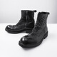 Illusionist Original Design Japaner High-Top Martin-Stiefel erhöhte einzige dicke alleinige lässige und personalisierte Leder-Herrenstiefel schwarz 43