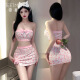 Feimu sexy Unterwäsche Frauen verführerische tiefe V-Gurt-Spitze Nachthemd 2 Stücke 80% Rabatt auf Bett offener Stich kostenlos Sex Pyjama Uniformanzug Perspektive Sekretär Hip Rock Bett Battle Robe junge Frau Sakura [Top + Hüftrock + T-Trouser] 6227 Bogendekoration Brust gebrochene Blume Home Durchschnittsgröße (empfohlenes Gewicht 80-130 Jin [Jin Equal).