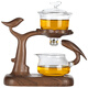 Shangyanfang glass tea set magnetic tea making home office fully automatic kung fu lazy tea making artifact tea set 1 basic model wood grain happy automatic tea set