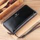Williampolo Paul Retro Retro Billetera de cuero Long Multi-Card Anti-thtft BISCO Tarjeta de embrague de embrague de embrague Bolsa de bolsillo Negro