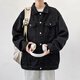 Dingfengbaoluo casual workwear denim jacket men's autumn and winter casual loose retro lapel versatile jacket HL38 black XL