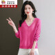 Caiyang Hengyuanxiang Group Hollow Knitted Sweater Blouse Women's Spring and Summer Wear 2024 New Lazy Wind Bottoming Ice Silk Top Blue M