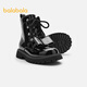 Balabara Chaussons pour enfants Bottes pour enfants Bottes de filles Low Top 2025 Nouveau printemps et automne Martin Boots exquis Princesse en cuir Bottes en cuir non glissées Black 90001 30 (Longueur du pied 18.1-18.7 / longueur intérieure 19,7)
