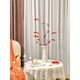Flower e flow red maple leaf artificial flower artificial flower decoration table decoration light luxury high-end Chinese style entrance decoration flower set red leaves + ceramic vase