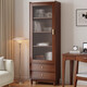Qinling Chunyuan nordique Bibliothèque en bois massif en bois de rangement étagère de rangement simple salon de grande capacité armoire avec une bibliothèque à poussière de porte 9902 # Log Color Bibliothèque