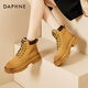 Daphne Cowide Dick-Soled Yellow Martin Stiefel für Frauen-Motorradstiefel neue Herbst und Winter plus Samtstiefel für kurze Stiefel im Freien gelbe Stiefel gelbe Single 37