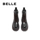 Belle (Belle) Botas de mil capas Fashion Retro Martin Boots Mujeres Hombres espesas Botas cortas B2303DZ4 Black-Fleece 37 (235 mm)