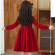 Disney (Disney) Spring Festival New Year Wear 26 New Autumn and Winter Girls Cheongsam Red Dress Velvet New Year Christmas Gift New Skirt Red Velvet Dress (without bag) 120