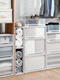 Drawer-type plastic household finishing box storage box wardrobe E3523 thickened lock depth 47 width 35 height 23 single meter white