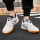 Pull back sports sneakers low top thick bottom non-slip table tennis shoes breathable mesh shoes men and women couple shoes shock-absorbing floor table tennis shoes suitable for both indoor and outdoor 103HC white/dark blue 43/standard size