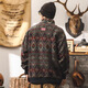 Jeanswest 560G schwerer ethnischer Strickjacke Herren Herbst und Winterstil Dicked großer Retro Jacquard Strickjacke Khaki Khaki [560g schwer] 2xl geeignet für 160-180jin [Jin gleich 0,5 kg]