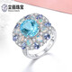 Chenru 4.60 Carat Topaz Ring Women's Natural Colored Jewelry Gemstone 925 Silver Inlaid Jewelry No. 13