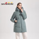 Shirron Mid-Longgent Down Jacket for Women Simple y versátil Armband Autumn and Winter Jacket 13567 Xuanqing Black XL