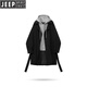 JEEP SPIRIT Jeep fake two-piece sweatshirt hooded splicing mid-length windbreaker men's British style spring and autumn loose wide coat black XL