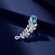 France Kou brooch women's sky blue topaz feather light luxury niche high-end corsage accessories birthday gift for girlfriend topaz feather SF air engraved greeting card