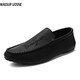 
WASSUP UOSNE 2024 new autumn men's shoes, beans shoes, men's trendy British business casual leather shoes, Korean fashion lazy shoes, YL-D838 black + odorproof insole 40