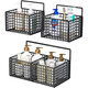 Lin Family Boy Bathroom Storage Rack Toilet No Punching Rack Wall Storage Basket Small Black Single Grid-[Single]