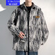 Vous ruike gras 230jin [Jin est égal à 0,5 kg] de grande taille Tiktok automne de grande taille de grande taille de teinture rétro veste de travail imprimée masculine de veste décontractée A001-J683 Black Plus Fleece 2xl costume (160-170jin [Jin est égal à 0,5 kg]))