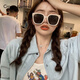 CRANTA KOMEIA sunglasses sunglasses women's new style 2025 summer polarized sunscreen large frame glasses birthday gift for girlfriend beige frame black and gray film high-end sense ck style to send my wife and girlfriend practical high-end